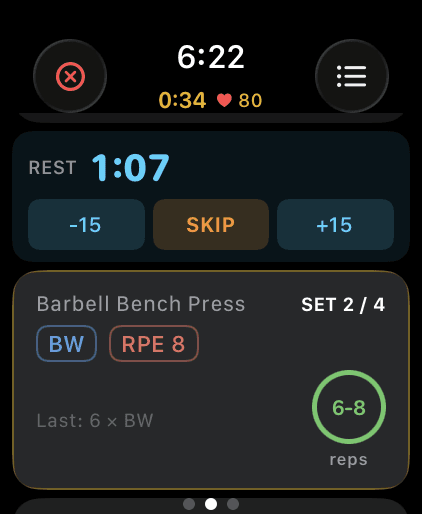 Active workout on Apple Watch